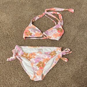 Xhilaration Pink and Orange Floral Kids Bikini